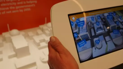 An interactive mobile app at the Hinkley Point C Visitor Centre.