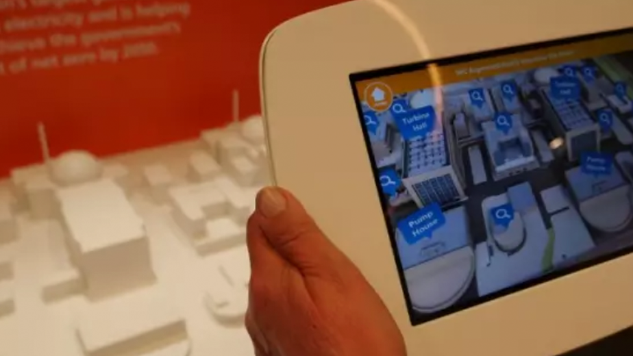 An interactive mobile app at the Hinkley Point C Visitor Centre.'