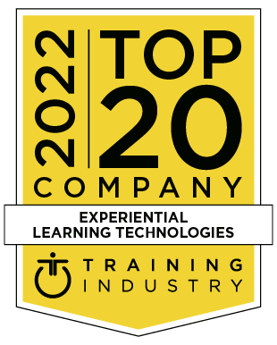 Badge showing Make Real is a Training Industry Top 20 Experiential Learning Technologies Company.