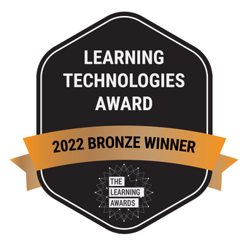 A badge for winning a Learning Technologies Bronze Award at the Learning Awards.