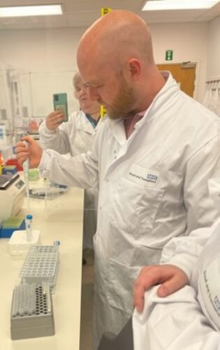 Principal Learning Designer Tim trying out the crossmatching process.