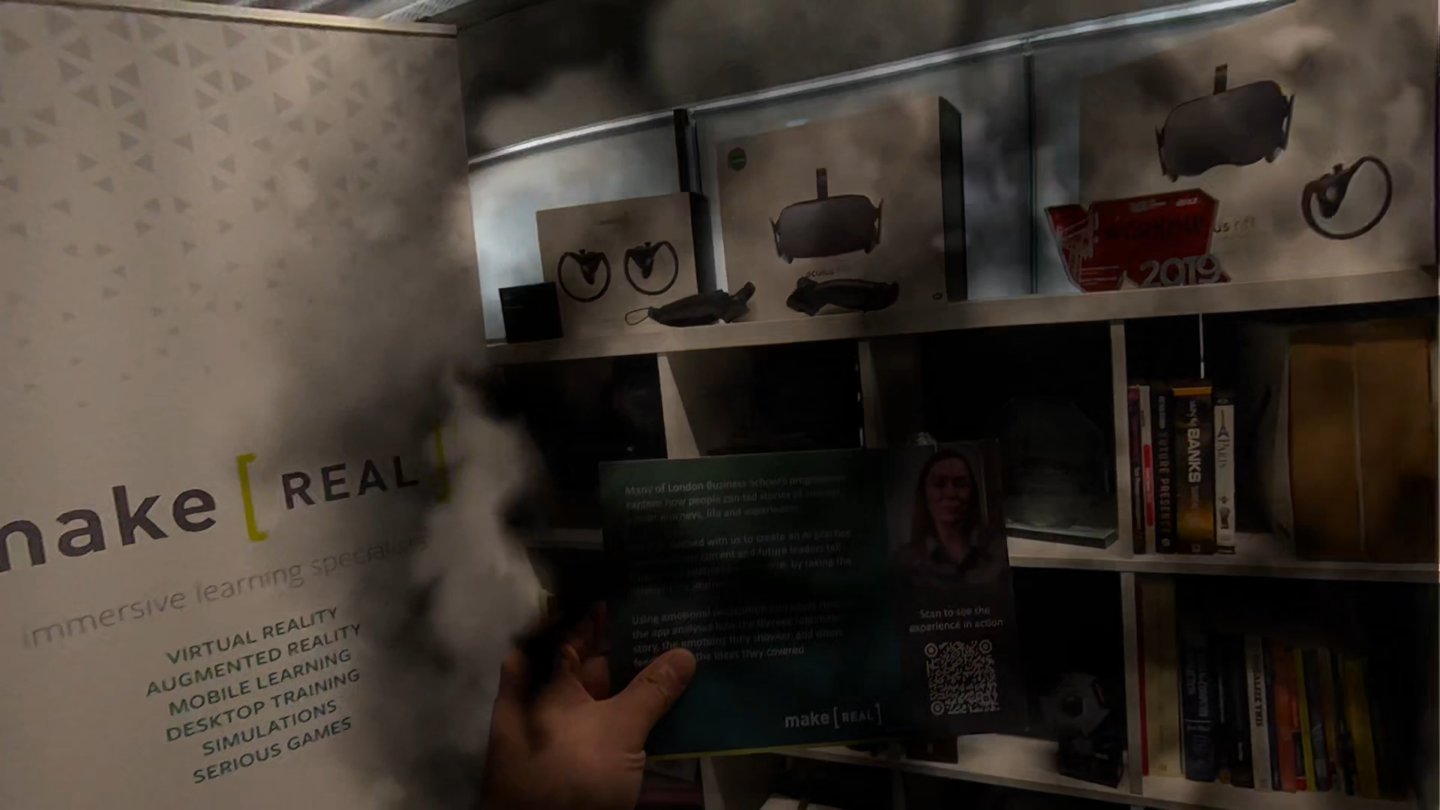 Viewing macular disease simulation in the InSight VR app.'